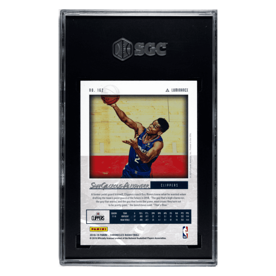 Shai Gilgeous-Alexander SGC 10 2018-19 Panini Chronicles Luminance Blue Rookie RC #d/ 99 Card #162