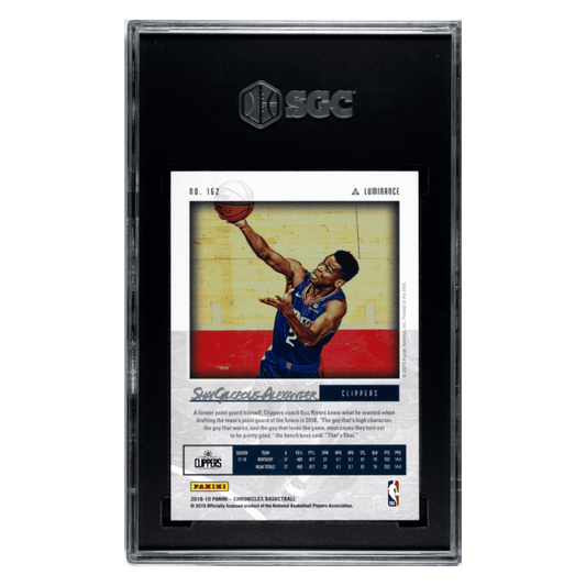 Shai Gilgeous-Alexander SGC 10 2018-19 Panini Chronicles Luminance Blue Rookie RC #d/ 99 Card #162