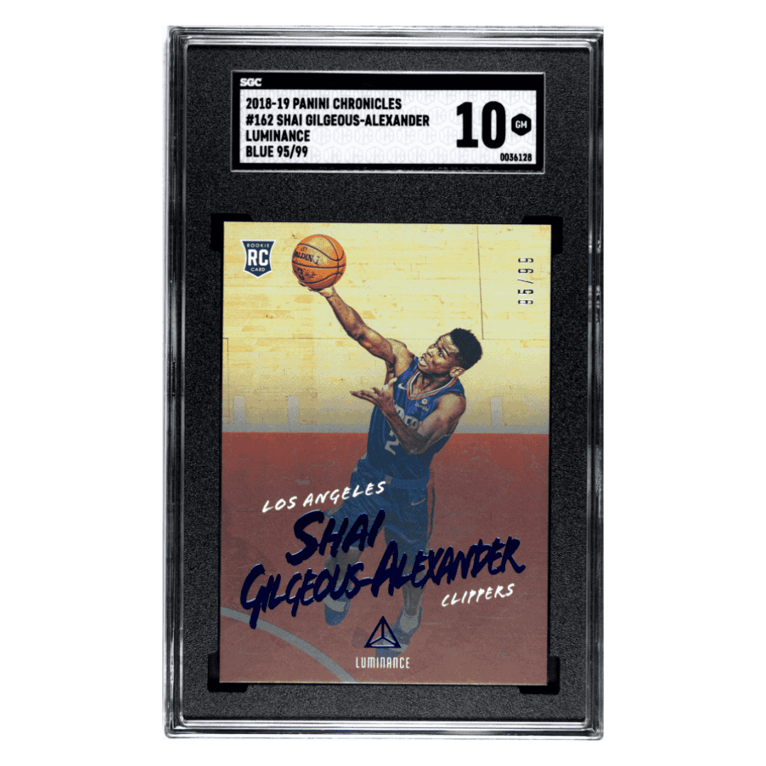 Shai Gilgeous-Alexander SGC 10 2018-19 Panini Chronicles Luminance Blue Rookie RC #d/ 99 Card #162