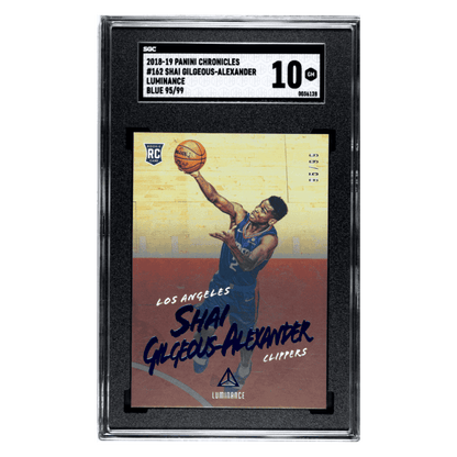 Shai Gilgeous-Alexander SGC 10 2018-19 Panini Chronicles Luminance Blue Rookie RC #d/ 99 Card #162