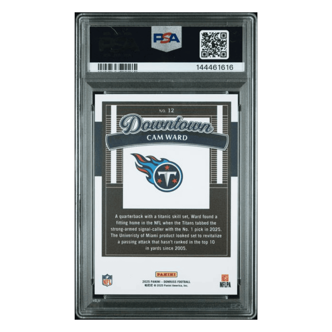 Cam Ward PSA 10 2025 Panini Donruss Downtown! Rookie RC Card #12