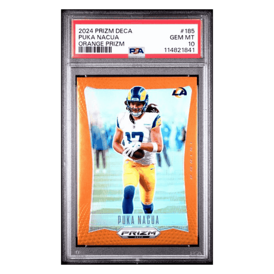 Puka Nacua PSA 10 2024 Panini Prizm Deca Orange Prizm #d/ 49 Card #185