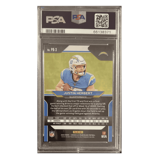 Justin Herbert PSA 10 2020 Panini Chronicles Prizm Black Rookie RC Card #PB3