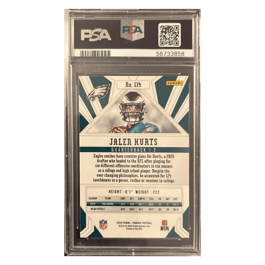 Jalen Hurts PSA 9 2020 Panini Phoenix Fire Burst Rookie RC Card #114