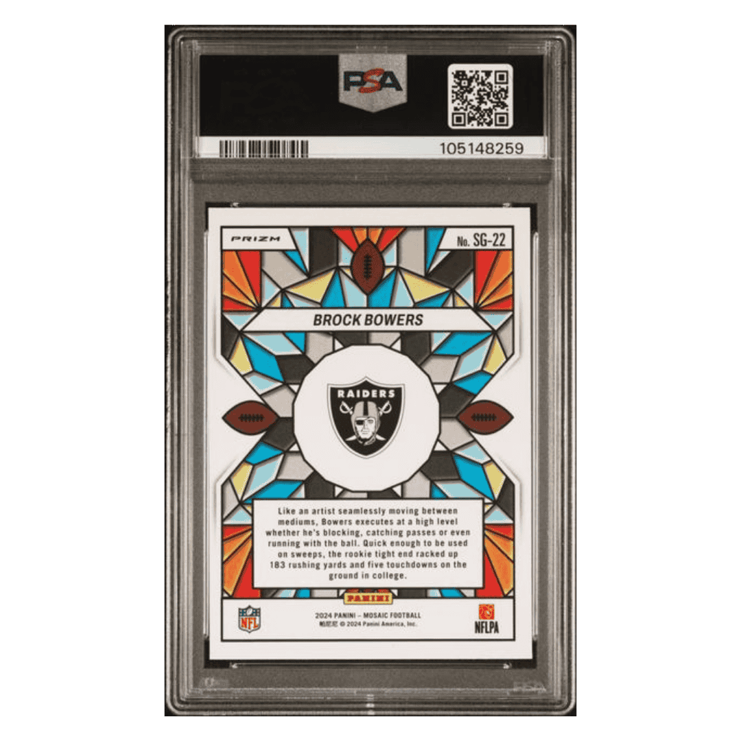 Brock Bowers PSA 9 2024 Panini Mosaic Stained Glass Rookie RC Case Hit Card #SG22