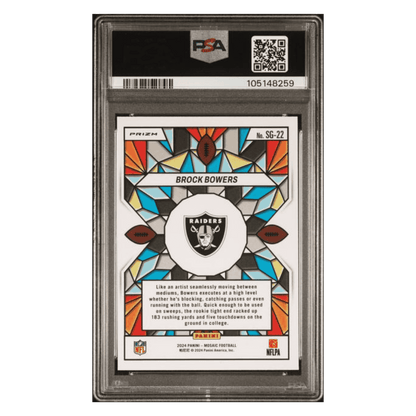 Brock Bowers PSA 9 2024 Panini Mosaic Stained Glass Rookie RC Case Hit Card #SG22