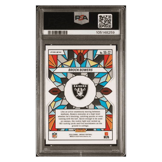 Brock Bowers PSA 9 2024 Panini Mosaic Stained Glass Rookie RC Case Hit Card #SG22