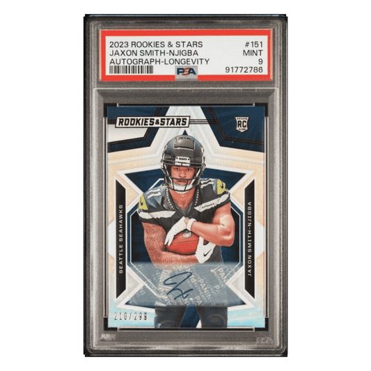 Jaxon Smith-Njigba PSA 9 2023 Panini Rookies & Stars Autograph Longevity Rookie RC #d/ 299 Card #151