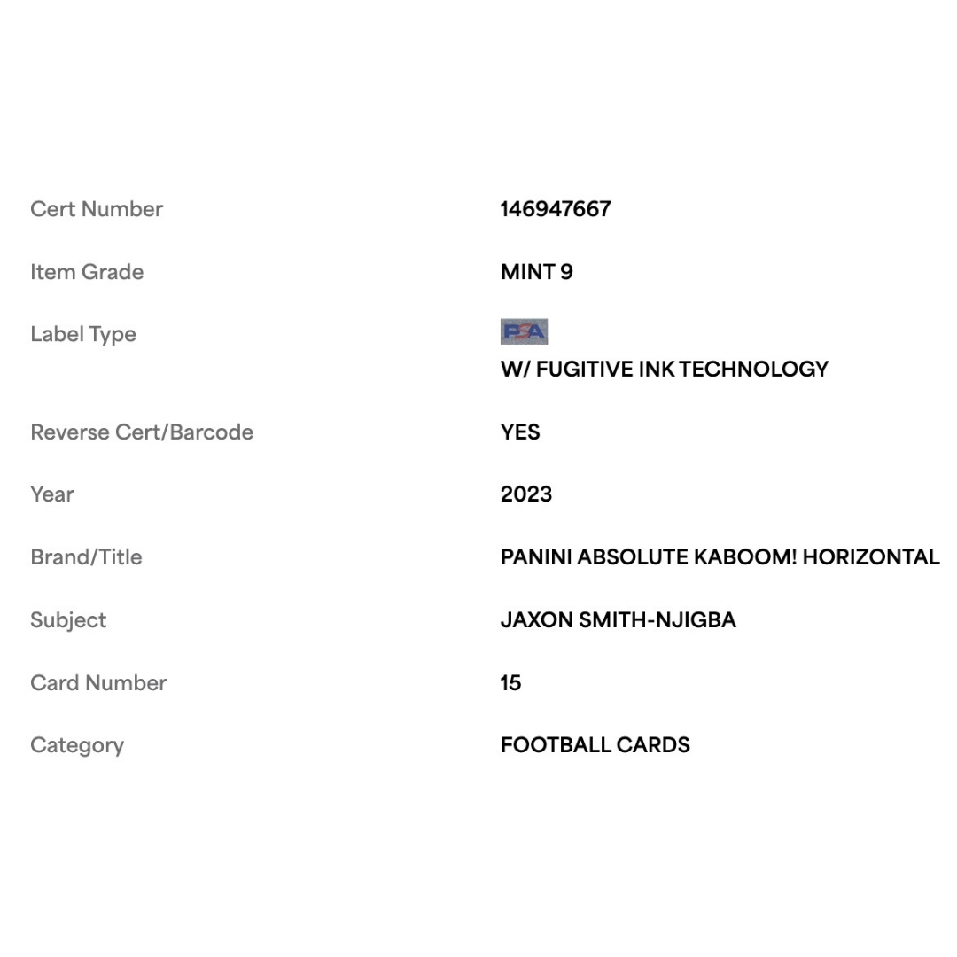 Jaxon Smith-Njigba PSA 9 2023 Panini Absolute Kaboom! Horizontal Rookie RC Card #15