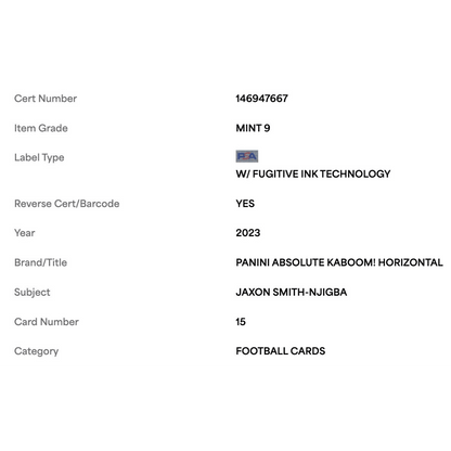 Jaxon Smith-Njigba PSA 9 2023 Panini Absolute Kaboom! Horizontal Rookie RC Card #15