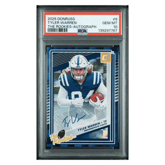 Tyler Warren PSA 10 2025 Panini Donruss The Rookies Autograph #d/ 299 Card #9