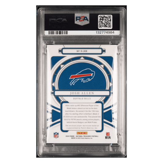 Josh Allen PSA 8 2024 Panini National Treasures Heirlooms Relic Patch Holo Gold #d/ 10 Card #HJAN