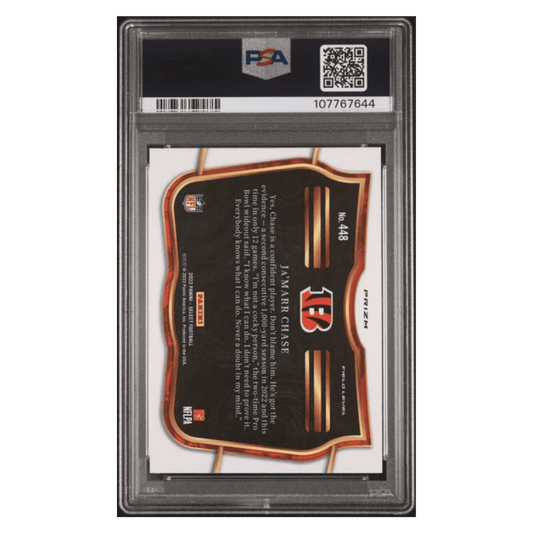 Ja'Marr Chase PSA 10 2022 Panini Select Zebra Prizm Case Hit Card #448