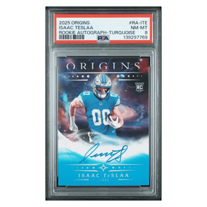Isaac Teslaa PSA 8 2025 Panini Origins Rookie Autograph Turquoise #d/ 25 Card #RA-ITE