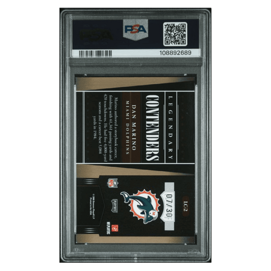 Dan Marino PSA 7 2006 Panini Playoff Contenders Legendary Contenders Autograph #d/ 30 Card #LC2