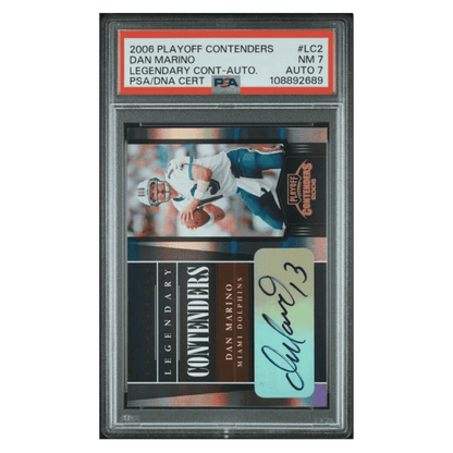 Dan Marino PSA 7 2006 Panini Playoff Contenders Legendary Contenders Autograph #d/ 30 Card #LC2