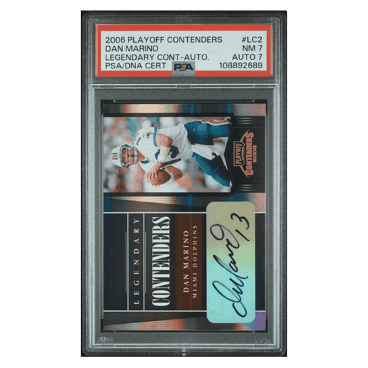 Dan Marino PSA 7 2006 Panini Playoff Contenders Legendary Contenders Autograph #d/ 30 Card #LC2