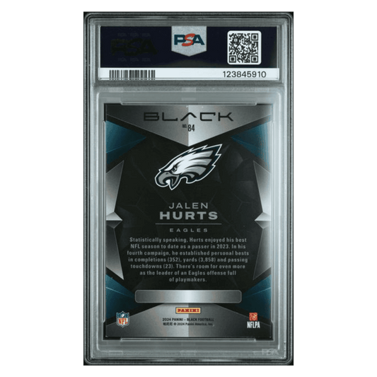 Jalen Hurts PSA 8 2024 Panini Black Emerald #d/ 15 Card #84