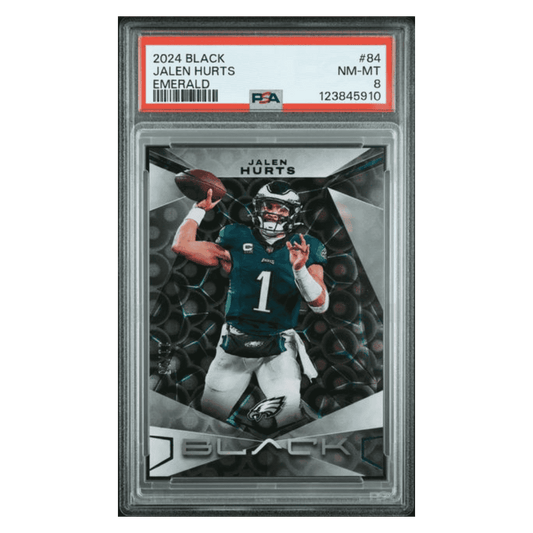 Jalen Hurts PSA 8 2024 Panini Black Emerald #d/ 15 Card #84