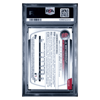 JJ Wetherholt PSA 9 2025 Topps Bowman Chrome Prospects Blue Shimmer #d/ 150 Card #BCP22