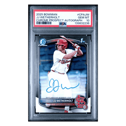JJ Wetherholt PSA 10 2025 Topps Bowman Chrome Prospects Certified Autograph Series Card #CPAJW