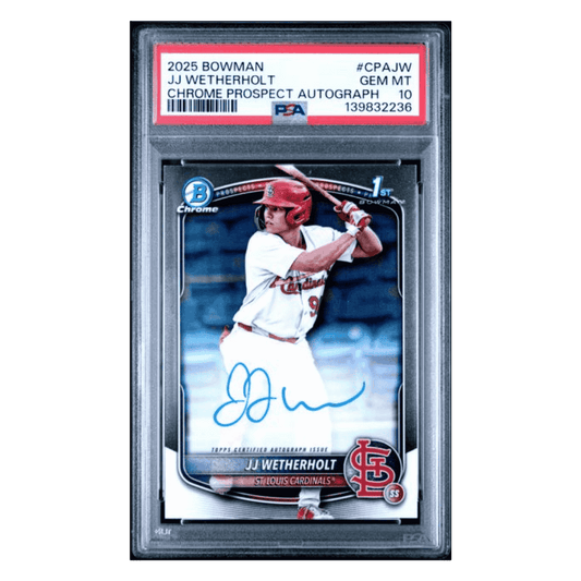 JJ Wetherholt PSA 10 2025 Topps Bowman Chrome Prospects Certified Autograph Series Card #CPAJW