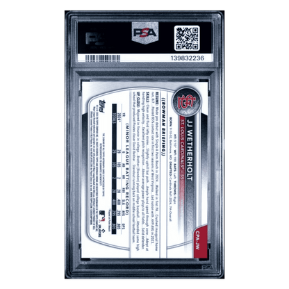 JJ Wetherholt PSA 10 2025 Topps Bowman Chrome Prospects Certified Autograph Series Card #CPAJW