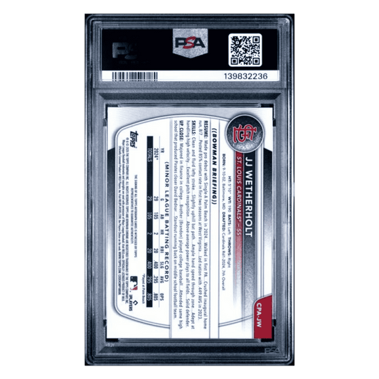 JJ Wetherholt PSA 10 2025 Topps Bowman Chrome Prospects Certified Autograph Series Card #CPAJW