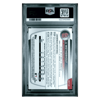 JJ Wetherholt PSA 10 2025 Topps Bowman Chrome Prospects Card #BCP22