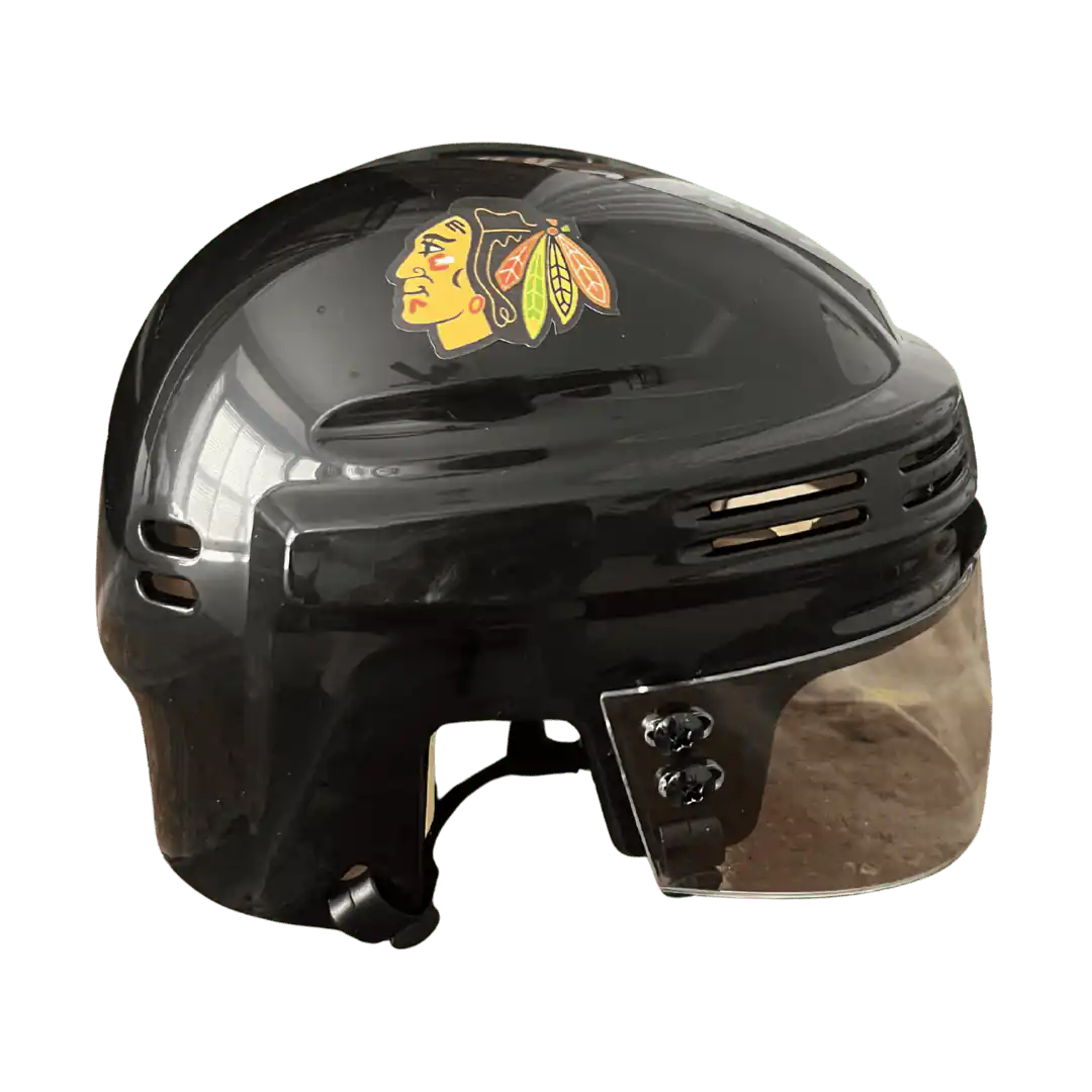 Chris Chelios Chicago Blackhawks Autographed Mini Replica Helmet with Inscription - Beckett COA