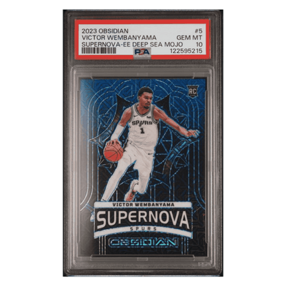 Victor Wembanyama PSA 10 2023 Panini Obsidian Supernova EE Deep Sea Mojo Rookie RC #d/ 5 Card #5