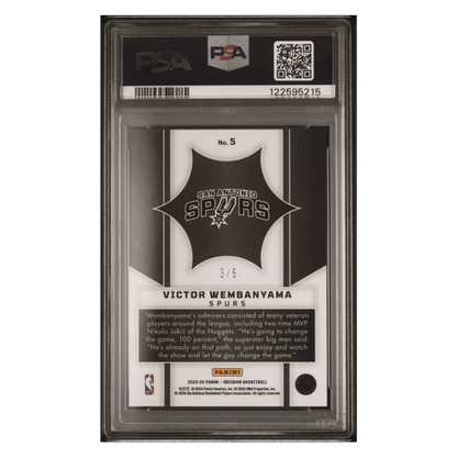 Victor Wembanyama PSA 10 2023 Panini Obsidian Supernova EE Deep Sea Mojo Rookie RC #d/ 5 Card #5