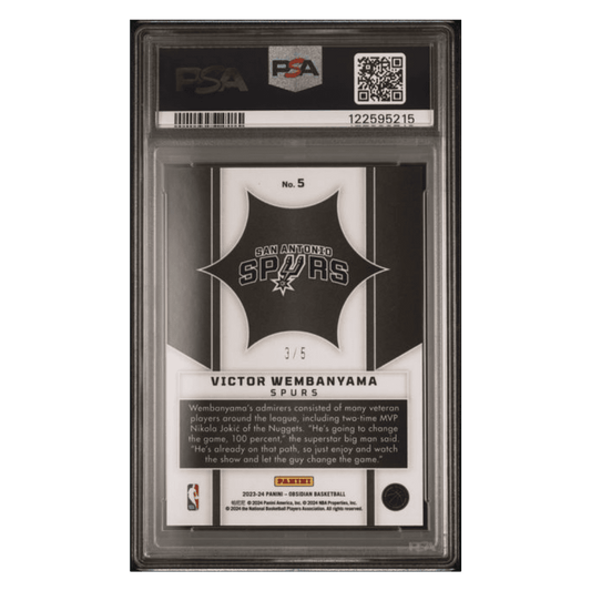 Victor Wembanyama PSA 10 2023 Panini Obsidian Supernova EE Deep Sea Mojo Rookie RC #d/ 5 Card #5