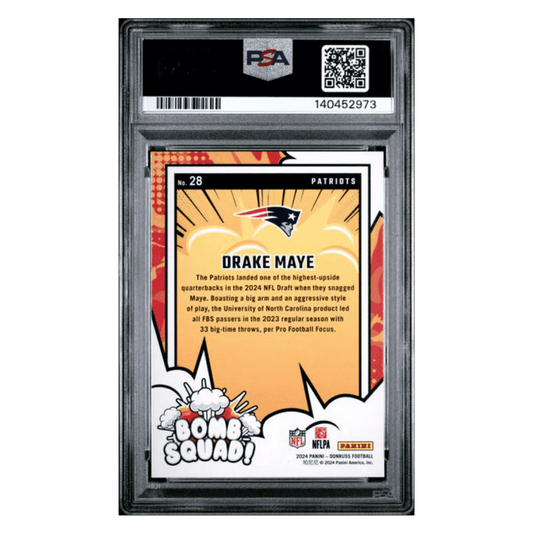Drake Maye PSA 10 2024 Panini Donruss Bomb Squad Card #28