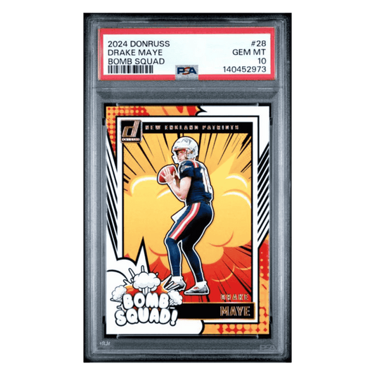Drake Maye PSA 10 2024 Panini Donruss Bomb Squad Card #28