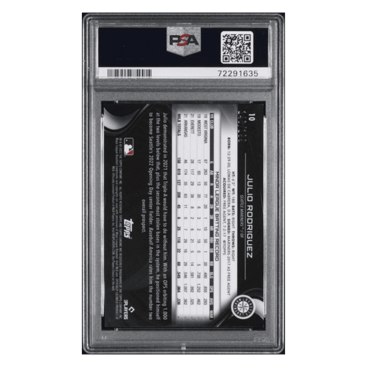 Julio Rodriguez PSA 9 2022 Topps Chrome Black Refractor Rookie RC Card #10