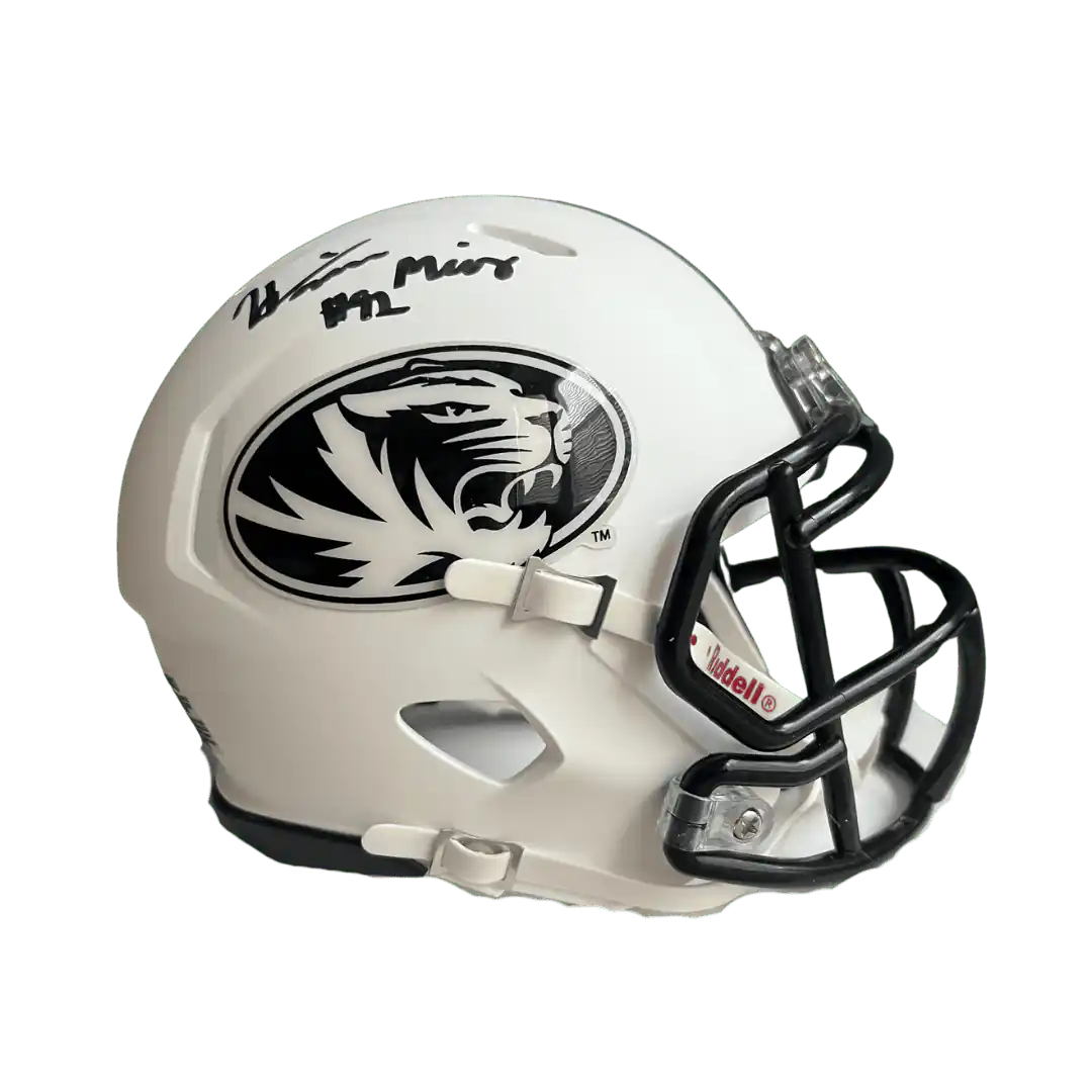 Harrison Mevis Missouri Tigers Autographed Matte White Mini Speed Helmet - JSA COA