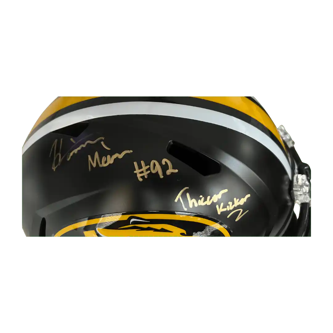 Harrison Mevis Missouri Tigers Autographed Full Size Replica Helmet with Inscription - JSA COA