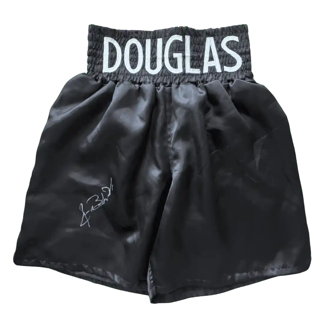 Buster Douglas Autographed Black Boxing Shorts - JSA COA