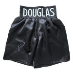 
Buster Douglas Autographed Black Boxing Shorts - JSA COA — Front
