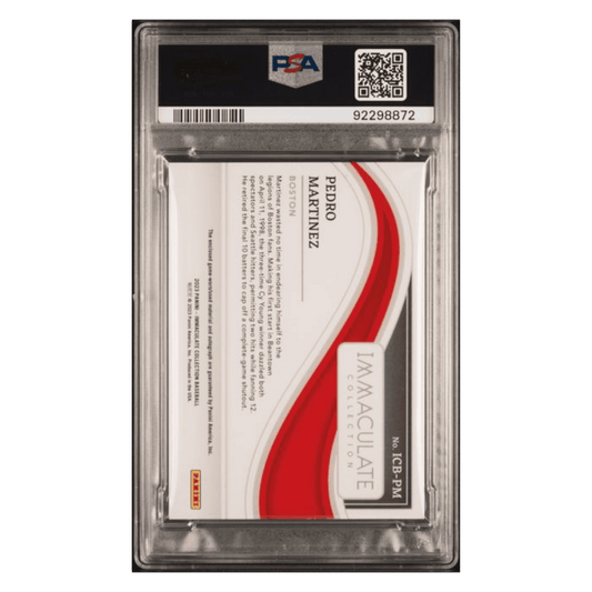 Pedro Martinez PSA 9 2023 Panini Immaculate Clear Signature Material Holo Gold #d/ 5 Card #ICB-PM