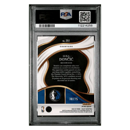 Luka Doncic PSA 10 2023 Panini Select Blue Wave #d/ 75 Card #251