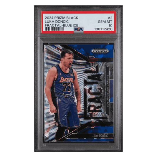 Luka Doncic PSA 10 2024 Panini Prizm Black Fractal Blue Ice #d/ 125 Card #2