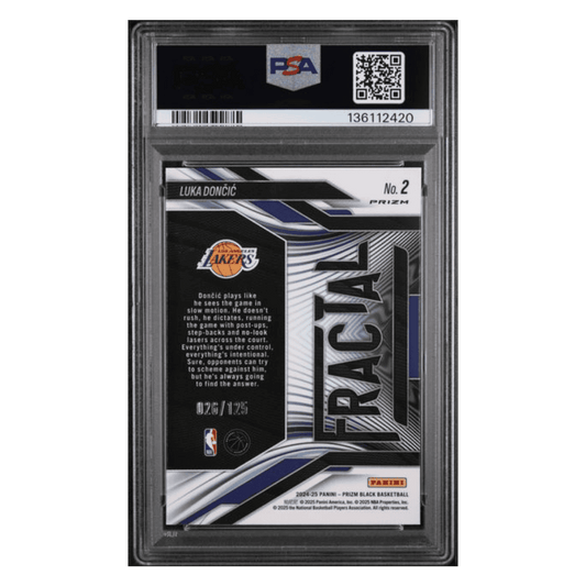 Luka Doncic PSA 10 2024 Panini Prizm Black Fractal Blue Ice #d/ 125 Card #2