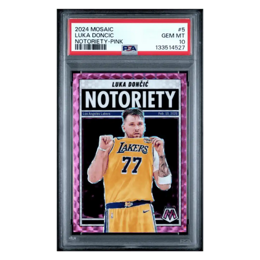 Luka Doncic PSA 10 2024 Panini Mosaic Notoriety Pink #d/ 149 Card #5