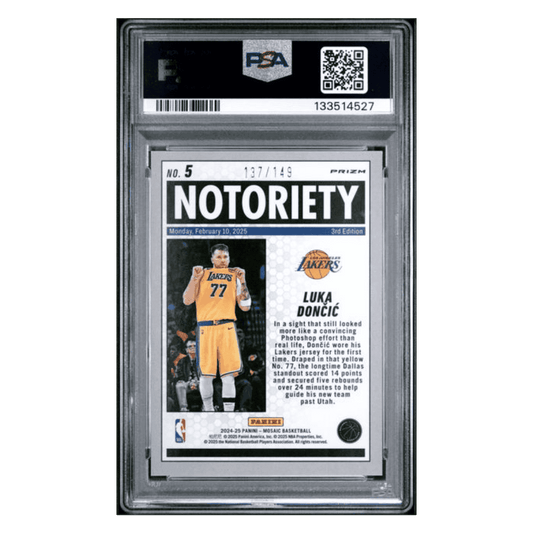 Luka Doncic PSA 10 2024 Panini Mosaic Notoriety Pink #d/ 149 Card #5