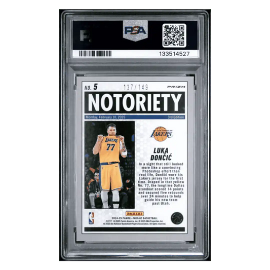 Luka Doncic PSA 10 2024 Panini Mosaic Notoriety Pink #d/ 149 Card #5