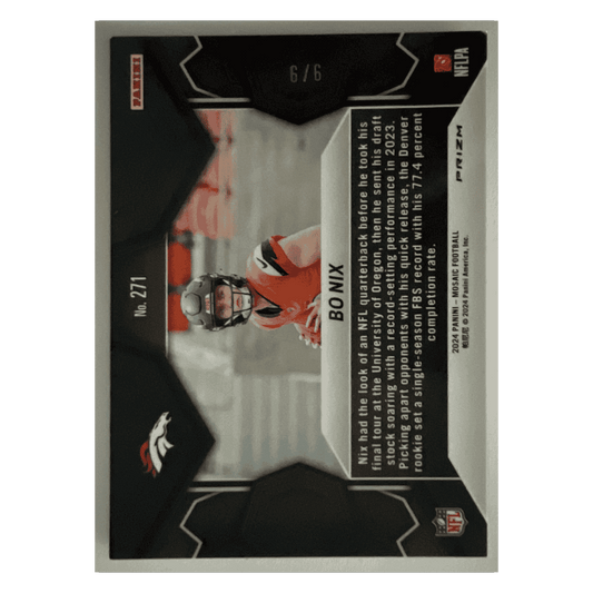 Bo Nix 2024 Panini Mosaic NFL Debut Red Rookie RC #9/ 9 Card #271