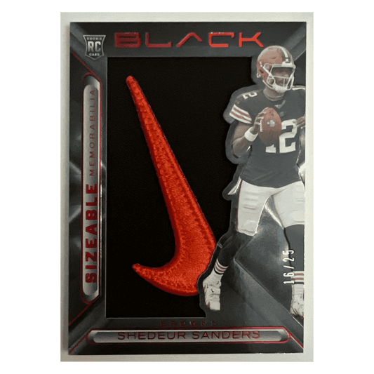 Shedeur Sanders 2025 Panini Black Sizeable Memorabilia Patch Rookie RC #d/ 25 Card #SIZ-SSS