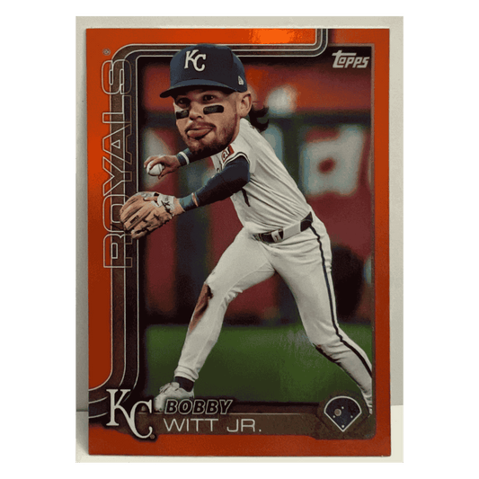 Bobby Witt Jr 2025 Topps Series 1 Big Head Variation Orange #d/ 25 Card #100